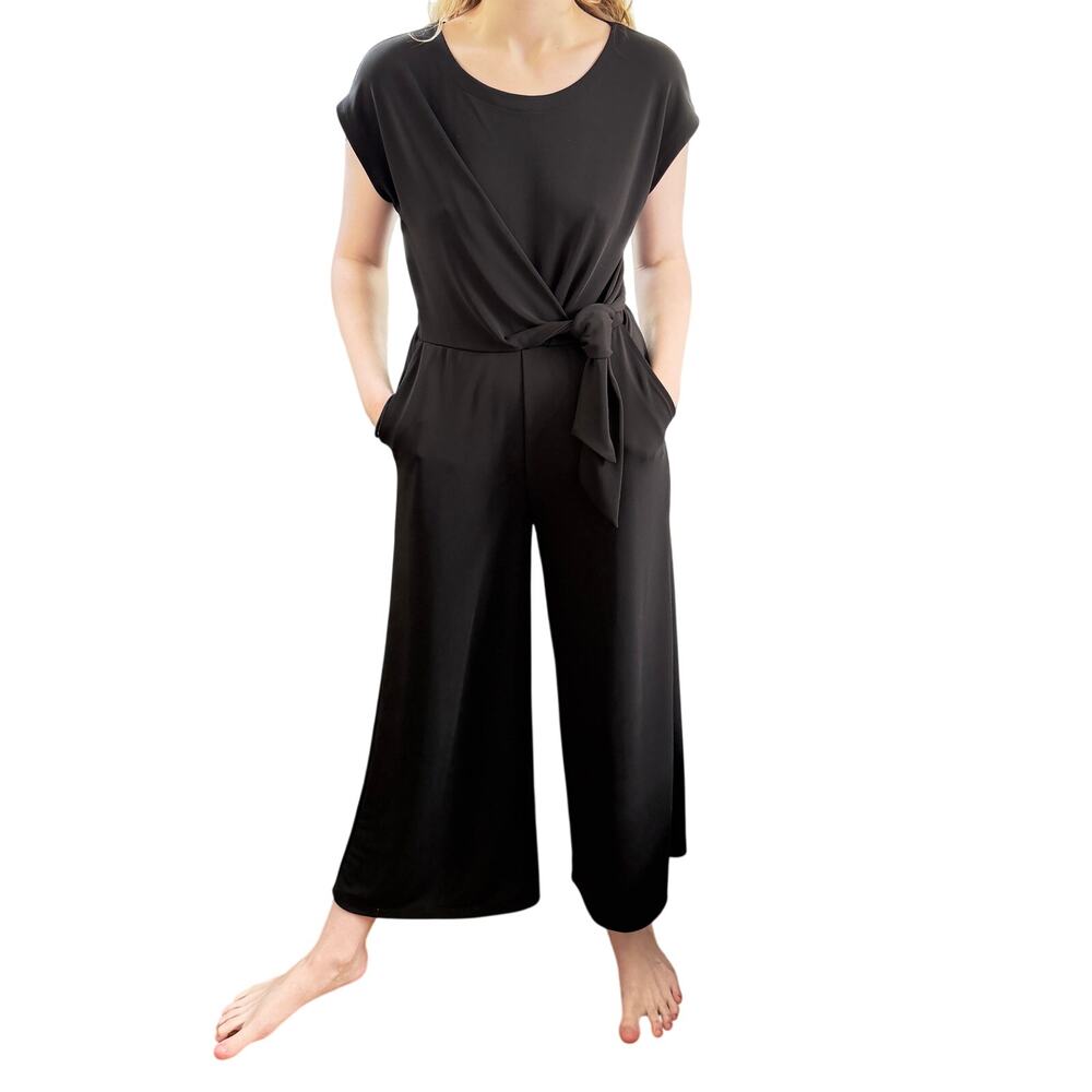 Banana Republic XS Petite Black Wide Leg Romper | Effortless Travel Pockets